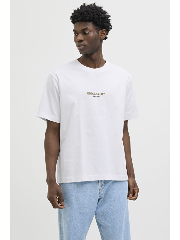 Jack & Jones Originals Jorislington Pamuklu Oversize Fit Bisiklet Yaka %100 Pamuk Tişört 12273157