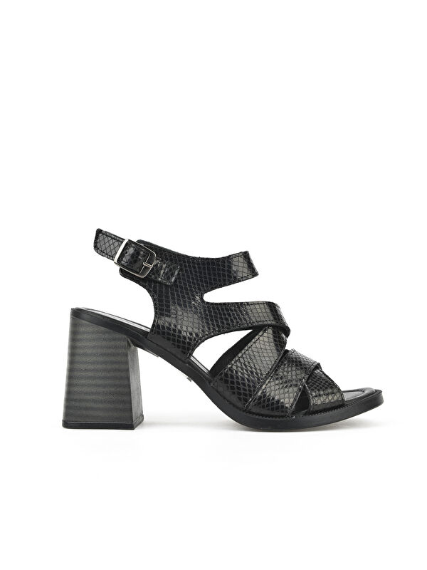 Kadın Hakiki Deri Topuklu Sandalet 151992Z54013 Siyah - Görsel 2