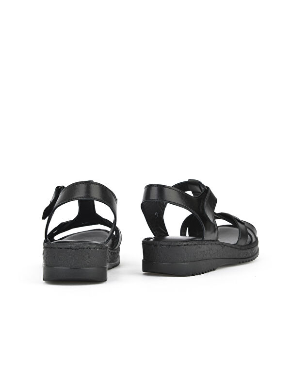 Kadın Hakiki Deri Sandalet 1511051Z011 Siyah - Görsel 4