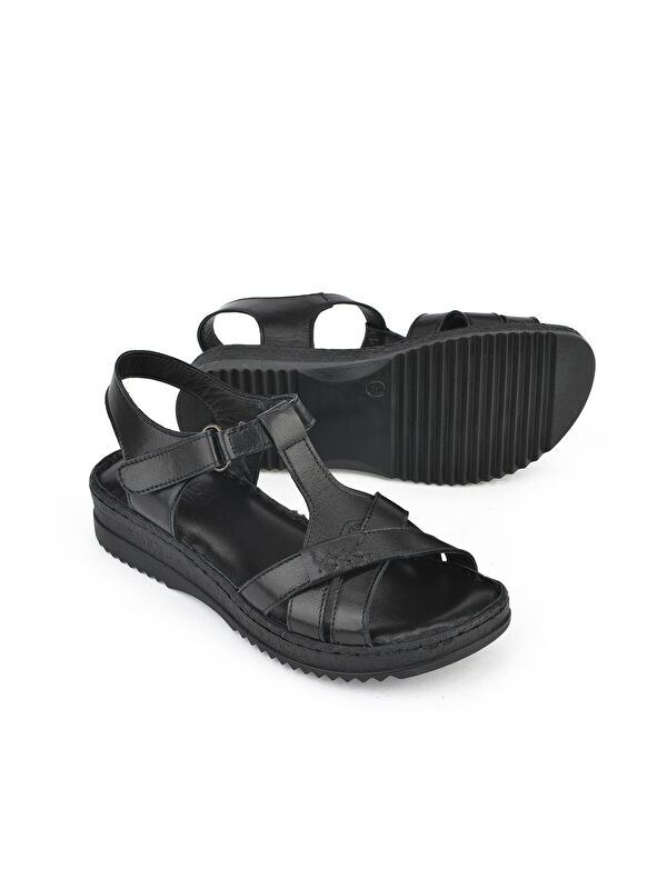 Kadın Hakiki Deri Sandalet 1511051Z011 Siyah - Görsel 5