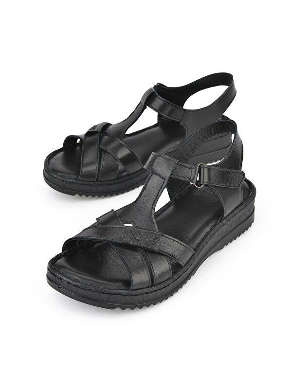 Kadın Hakiki Deri Sandalet 1511051Z011 Siyah - Görsel 6