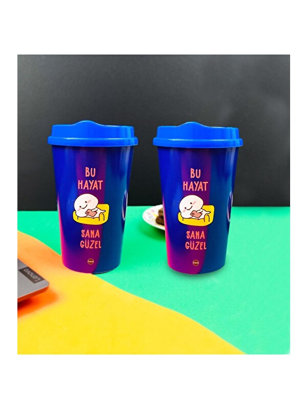 Bam Hediyelik Eşya 2 Li Motto Tasarımlı Plastik Kahve Bardağı