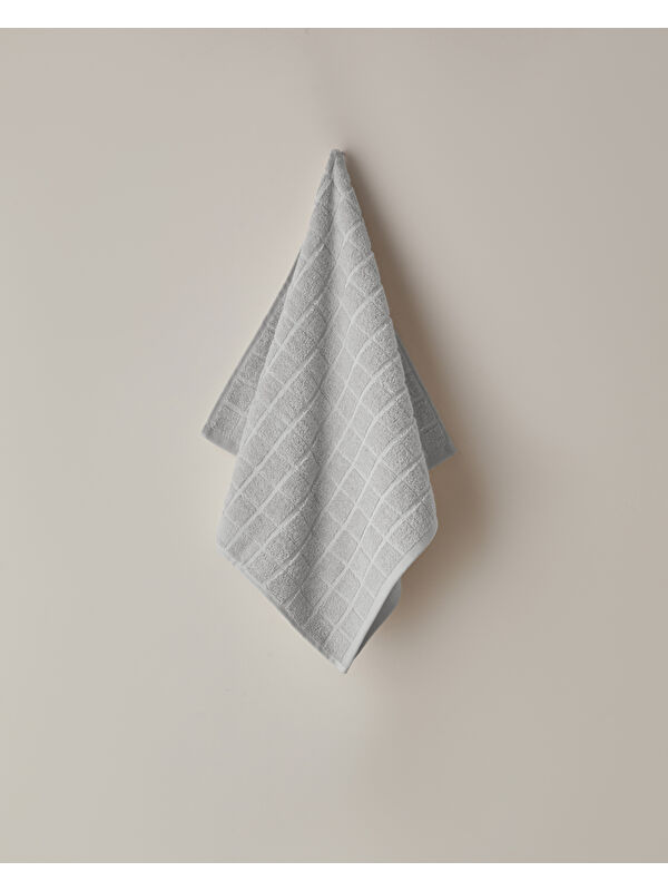 English Home Chequer Pamuk Yüz Havlusu 50x80 cm Gri