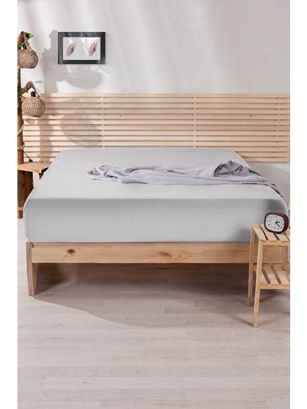 Nordqueen Ranforce %100 Pamuk Çift Kişilik 200*200 Lastikli Çarşaf Gri