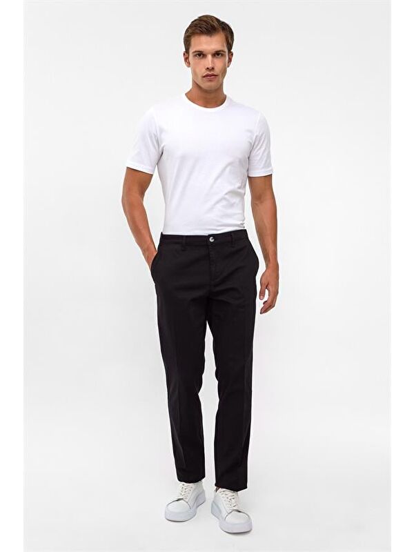 Süvari Siyah Regular Armürlü Pantolon