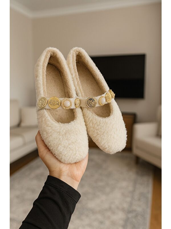 ZERA HOME Kadın Ev Babeti Kışlık İçi Yünlü Ev Ayakkabısı Panduf - Görsel 8