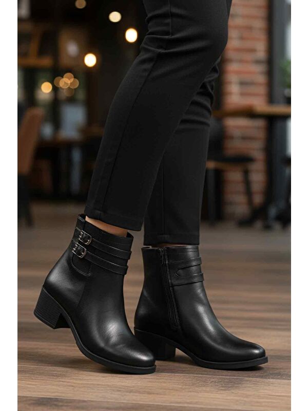 Siyah İçi Kürklü Topuklu Kadın Bot 1006 Z - Görsel 4