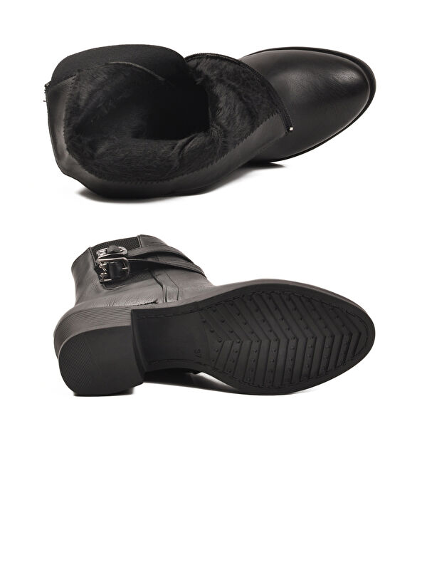 Siyah İçi Kürklü Topuklu Kadın Bot 1006 Z - Görsel 6