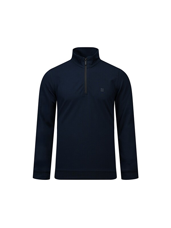 Hatemoğlu Lacivert Regular Fit Yarım Balıkçı Yaka Fermuarlı Sweatshirt