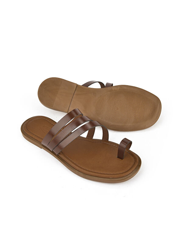 Kadın Hakiki Deri Terlik 1511010Z1018 Kahve - Görsel 5