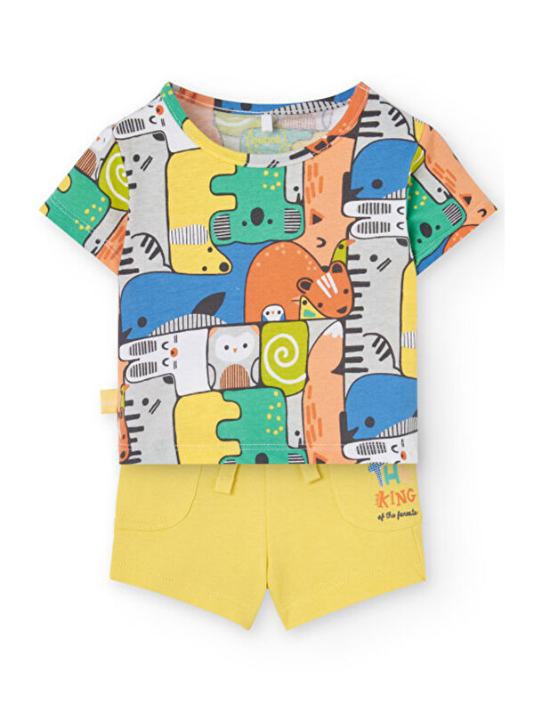 Boboli Hayvanlar Baskılı Erkek Bebek 2'li Şort Set