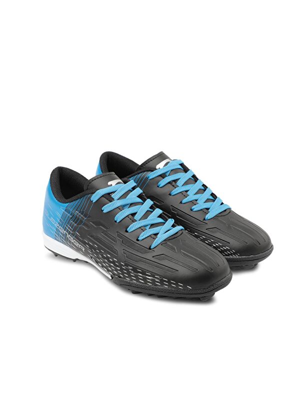 SCORE I HS Futbol Erkek Çocuk Halı Saha Ayakkabı Siyah / Saks Mavi - Görsel 3