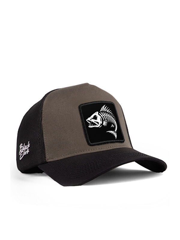 BlackBörk Balık Logolu Siyah-Haki Trucker Şapka