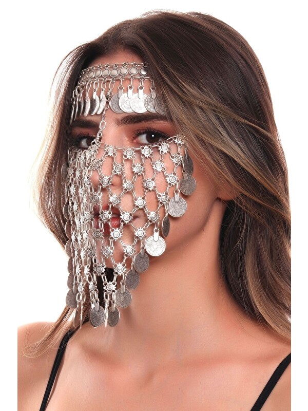 Labalaba Kadın Antik Gümüş Kaplama Ayarlanabilir El Yapımı Peçe