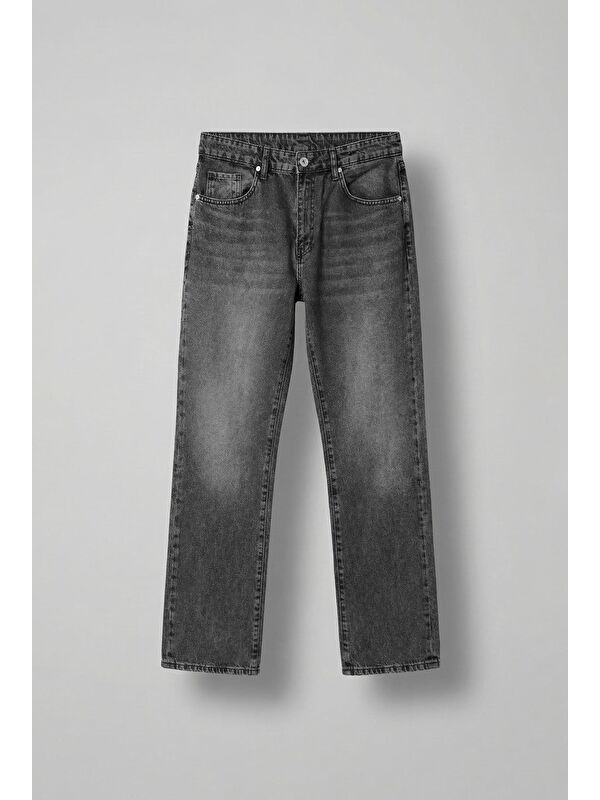 Abluka Online Erkek Yıkamalı Baggy Fit Jean Pantolon Gri