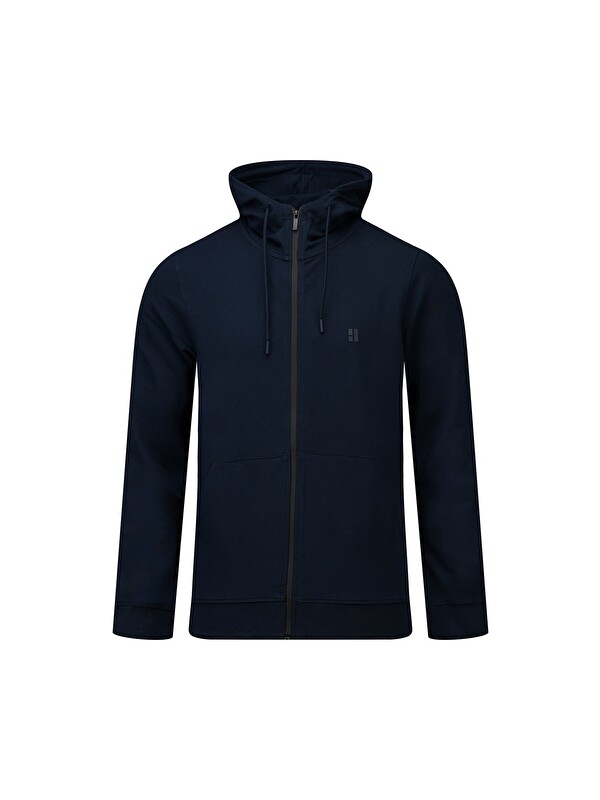 Hatemoğlu Lacivert Regular Fit Pamuklu Kapüşonlu Sweatshirt