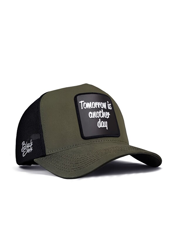 BlackBörk Tomorrow is another day Logolu Haki-Siyah Trucker Şapka