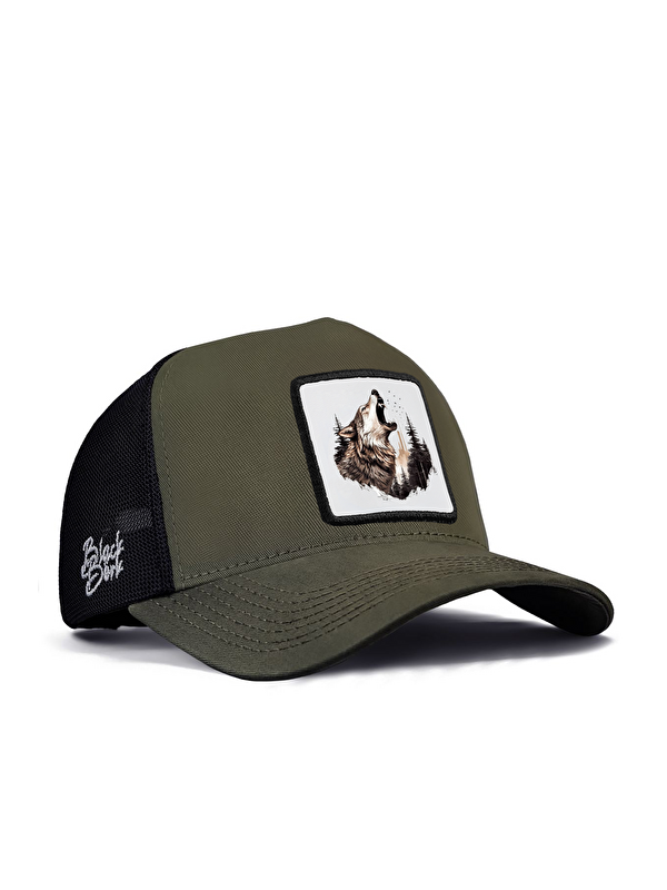 BlackBörk Logolu Haki-Siyah Trucker Şapka