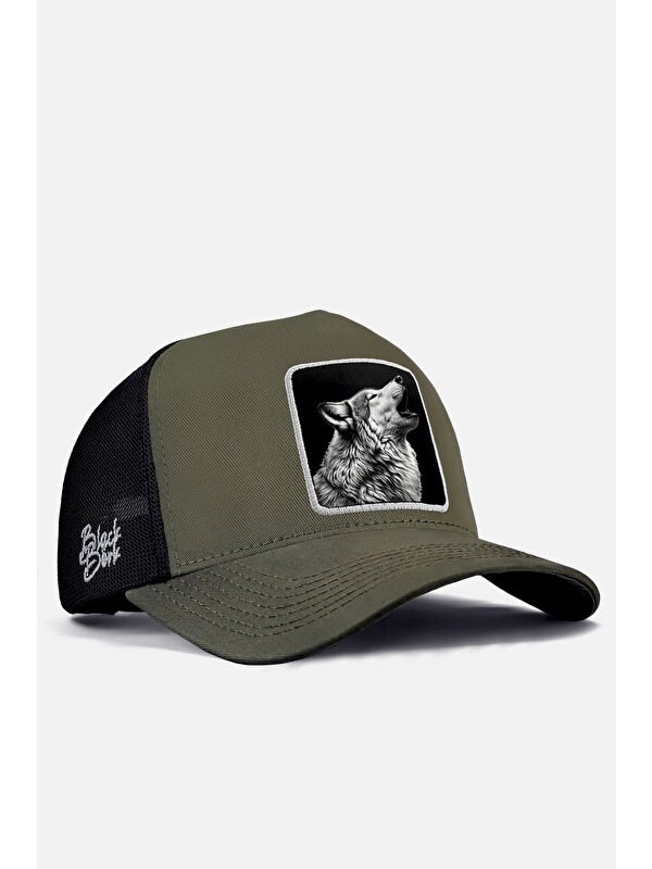 BlackBörk Logolu Haki-Siyah Trucker Şapka