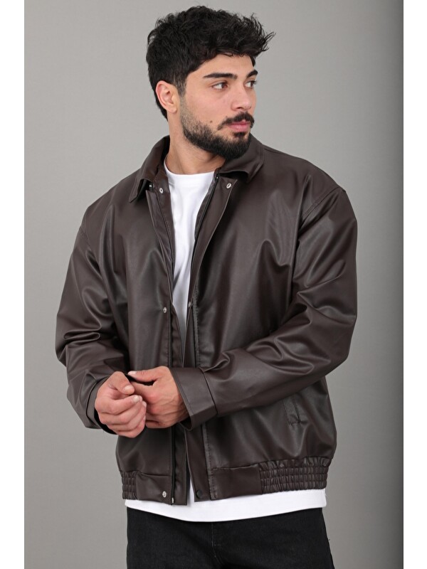 Stilkombin Bel Lastikli Oversize Suni Deri Mont  Bl 1731_50379