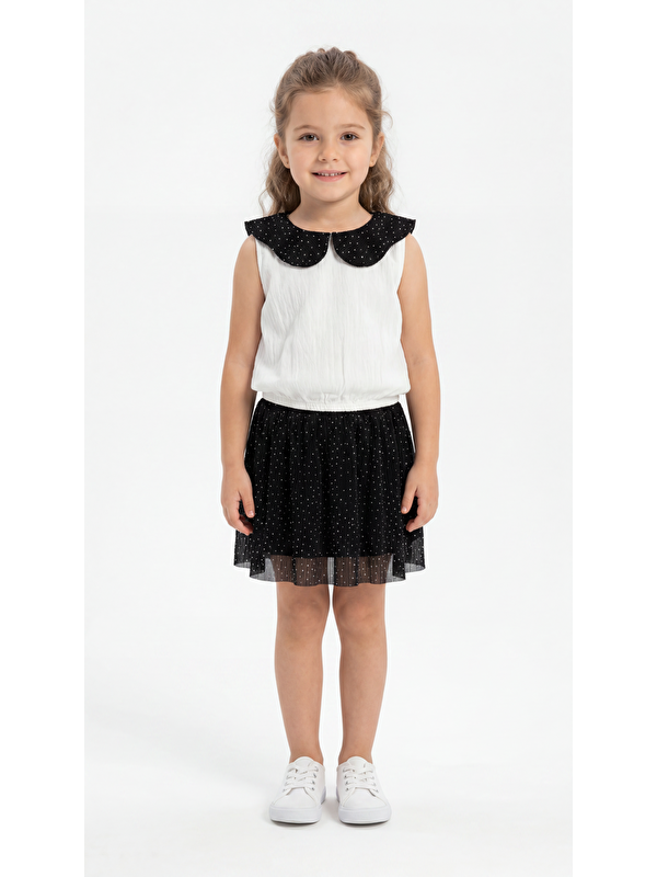 Mışıl Kids Taş Baskılı Kız Çocuk Bluz-Etek Takım