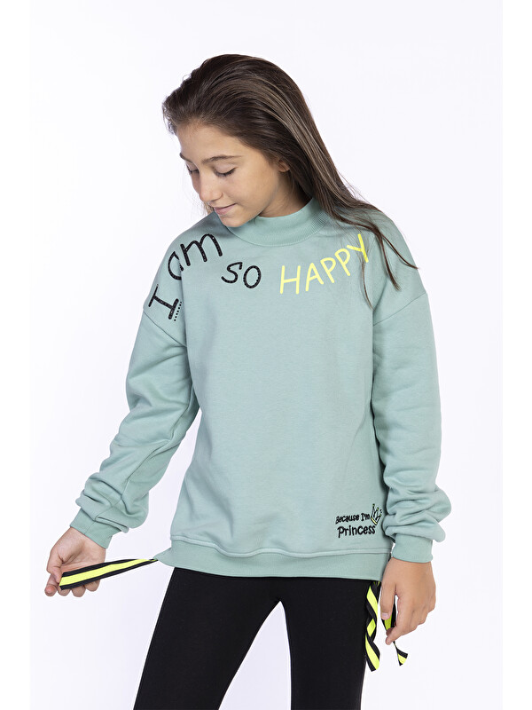 Toontoykids Kız Çocuk Balıkçı Yaka İçi Pamuklu Sweatshirt
