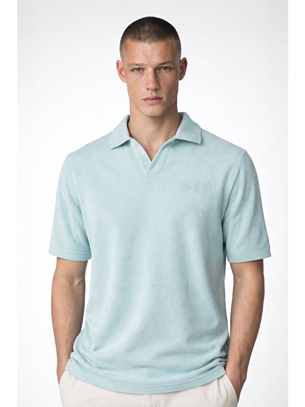 Sabri Özel Giotelli Erkek Mint Normal Kesim Regular Fit Havlu Polo Yaka Tişört