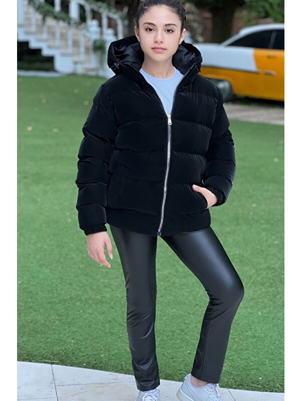 Pina Kids Kız Çocuk Kapüşonlu Cepli Su Geçirmez Nova Kumaş Kışlık Mont KM4011