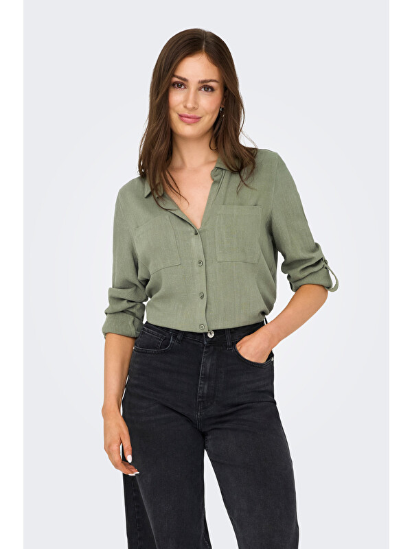 Only asmin Keten Karışımlı Regular Fit Klasik Yaka Gömlek 15349102
