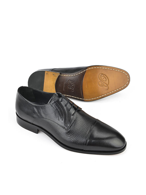 Erkek Hakiki Deri Kösele Ayakkabı 151145Z480 Siyah - Görsel 5