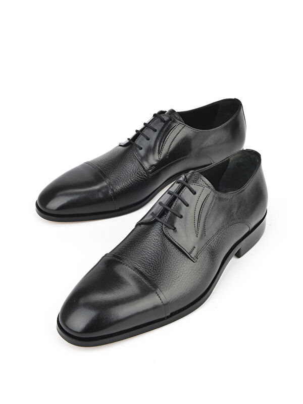 Erkek Hakiki Deri Kösele Ayakkabı 151145Z480 Siyah - Görsel 6