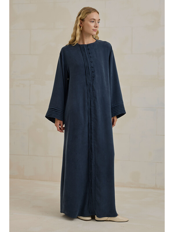 HE-QA Nervürlü Liyosel Abaya Lacivert