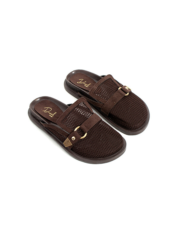 DUXAL SHOES Skye Siyah File Detaylı Tokalı Kadın Terlik Konfor Taban Günlük Sandalet