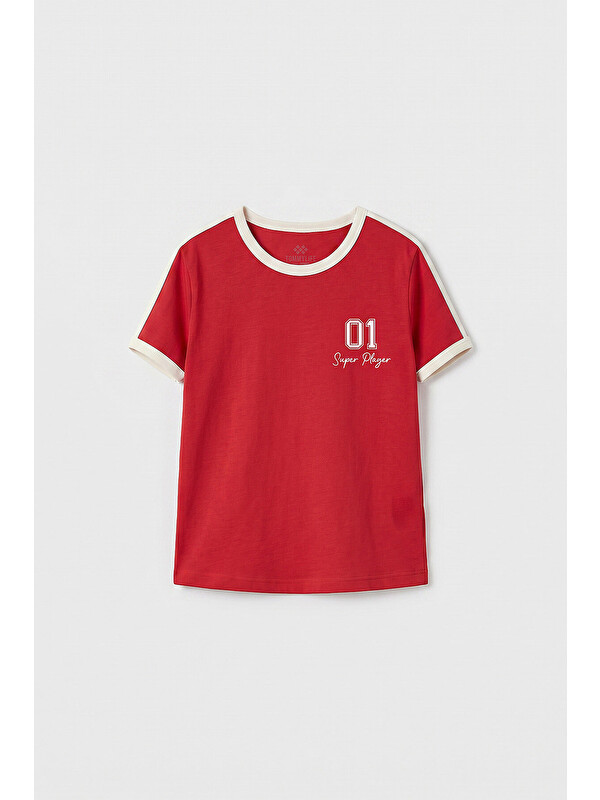 Tommylife Fiesta Omuz Biye Detaylı Baskılı Kız Çocuk T-Shirt - 75181
