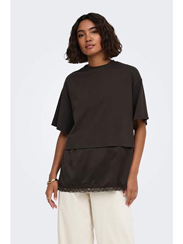 Only Onlmexa Pamuklu Regular Fit Dantel Detaylı Kadın T Shirt 15382176