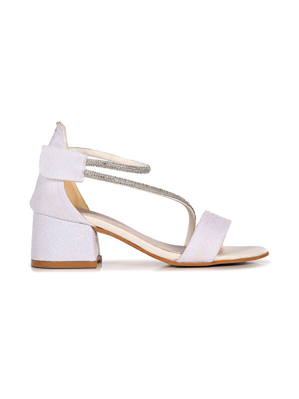 Pisar Kum Simli Günlük Kız Çocuk 4 Cm Topuklu Sandalet Abiye Ayakkabı - Görsel 5