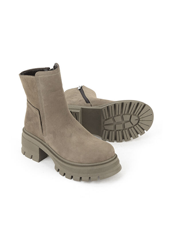 Kadın Hakiki Deri Bot 153359Z6152 Vizon - Görsel 5