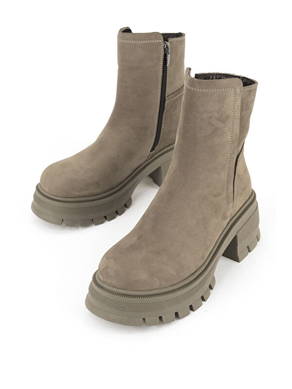 Kadın Hakiki Deri Bot 153359Z6152 Vizon - Görsel 6