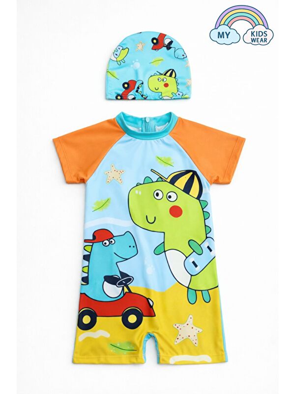 My Kids Wear Erkek Çocuk Boneli Fermuarlı Çocuk Plaj Mayosu 2-8 Yaş 12556