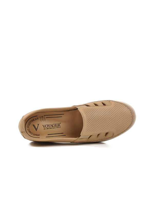 Bej Hakiki Deri Anatomik Kadın Casual Ayakkabı Z110 Z - Görsel 5