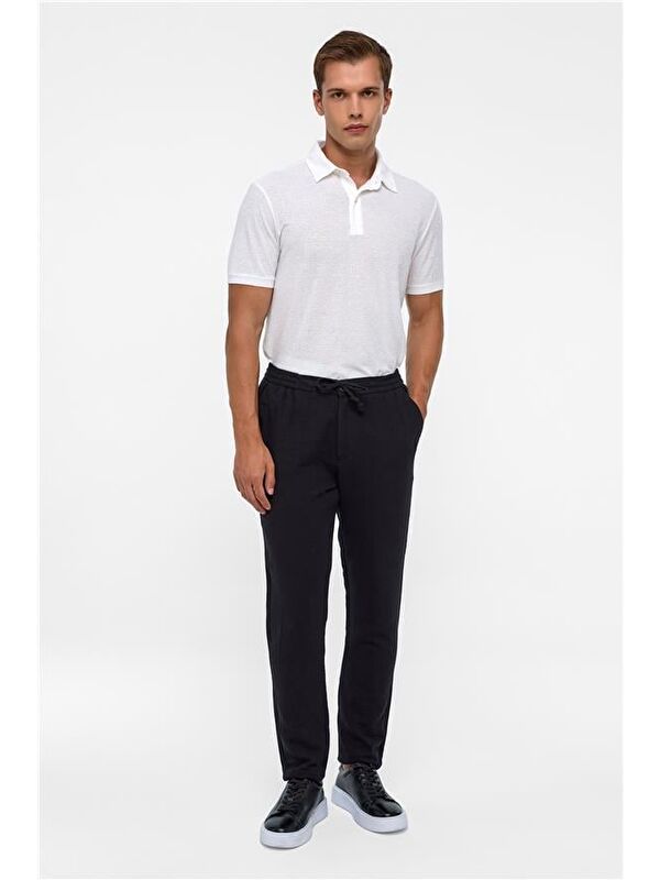 Süvari Siyah Slim Düz Jogger Pantolon