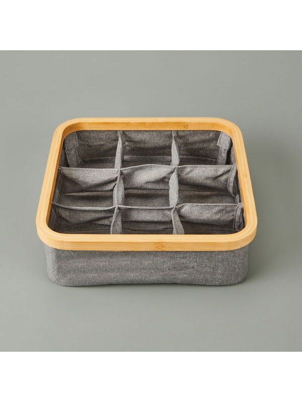 Arow 9 Bölmeli Katlanabilir Sepet - Gri - 30x30 cm