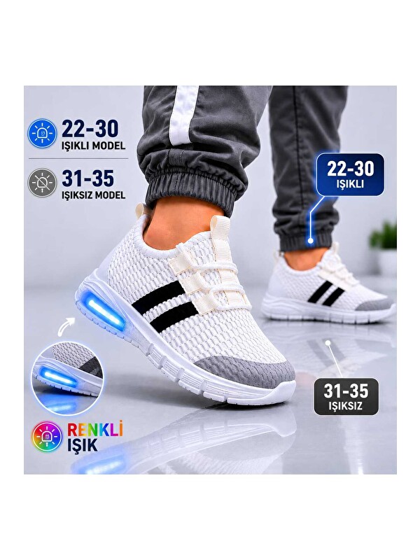 Slipcat Unisex Çocuk Işıklı Spor Ayakkabı Rahat Günlük Sneaker