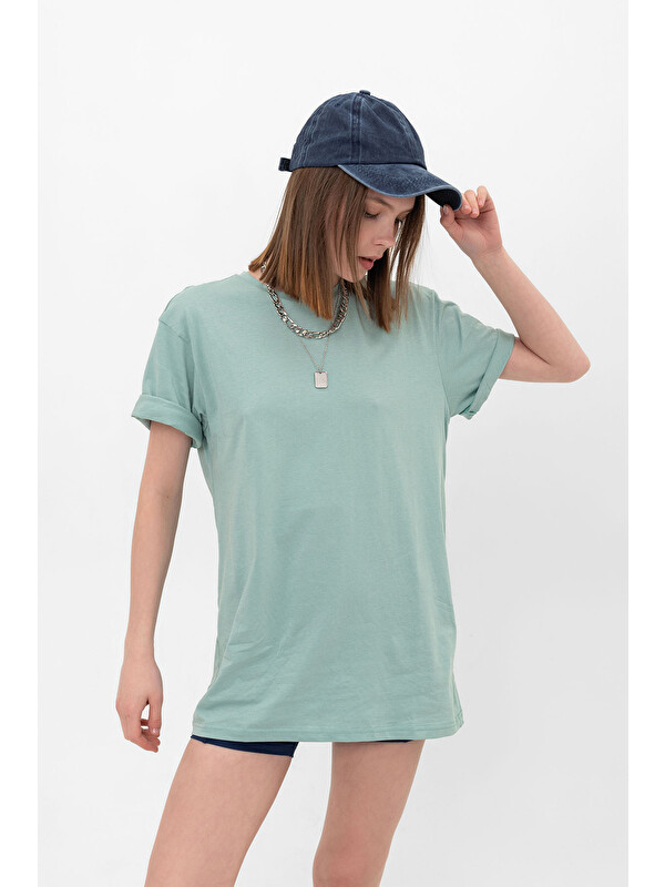 Blah. Oversize Fit Pamuklu Kısa Kollu Basic Uniseks Kadın Erkek Tişört