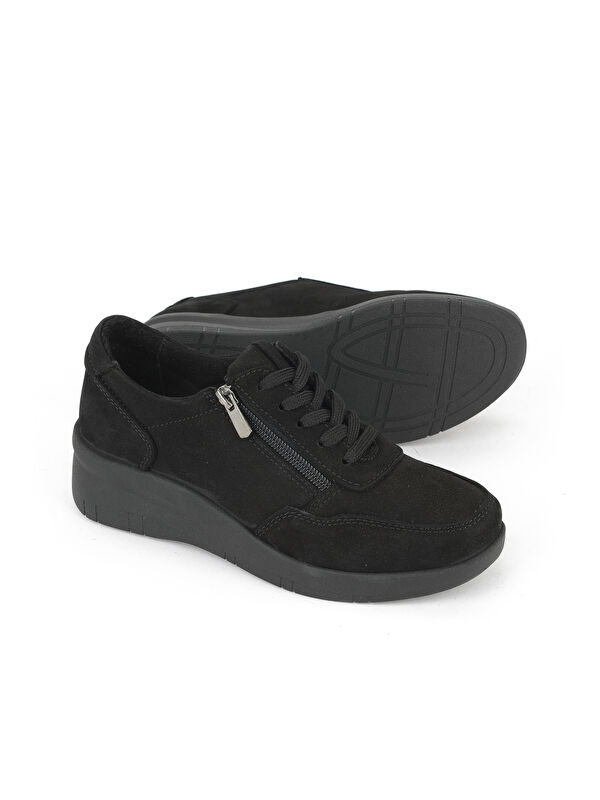 Kadın Hakiki Deri Konfor Ayakkabı 153359Z218 Siyah - Görsel 5