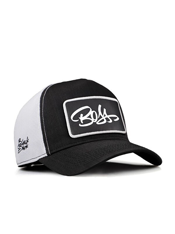 BlackBörk Cordura Boss Logolu Siyah-Beyaz Trucker Şapka