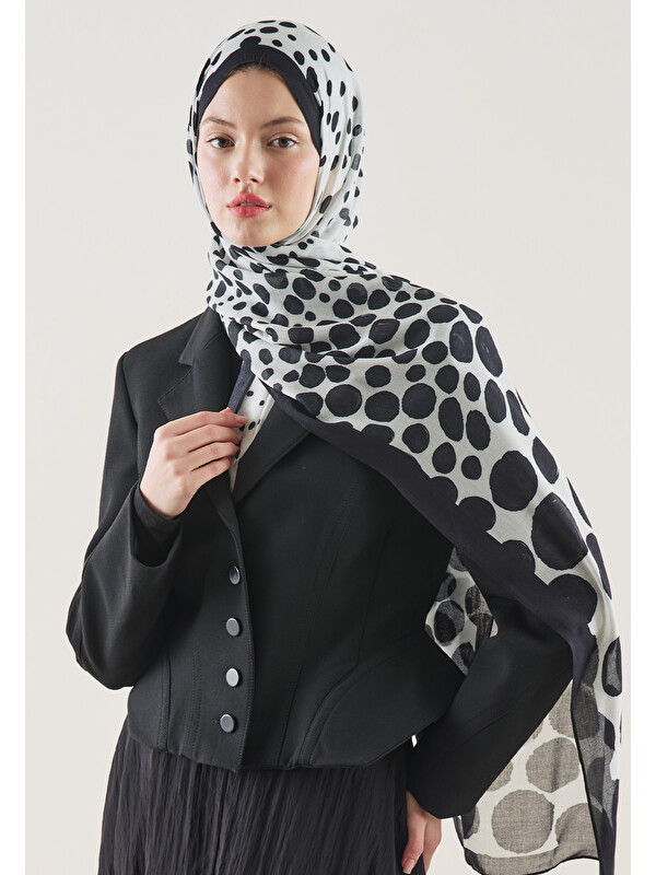 Fresh Scarfs Polka Dots Desen Rami Şal Ekru
