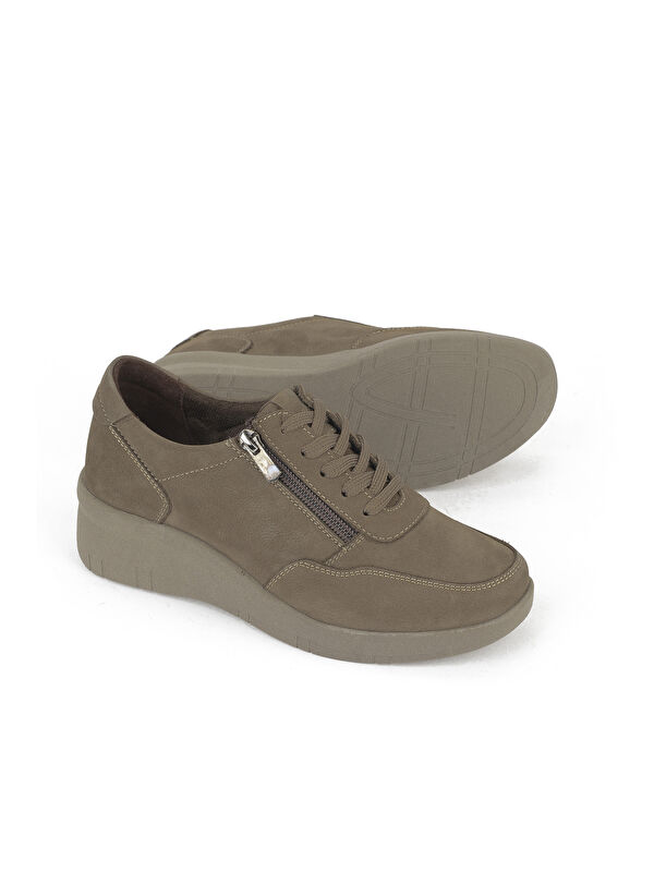 Kadın Hakiki Deri Konfor Ayakkabı 153359Z218 Vizon - Görsel 5