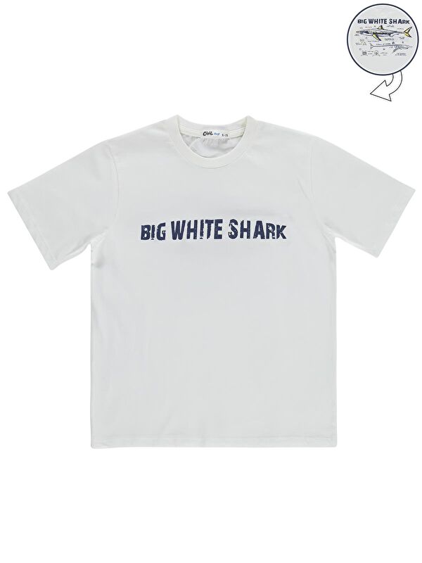 Civil Boys Big White Baskılı 6-9 Yaş Tişört - Kırık Beyaz