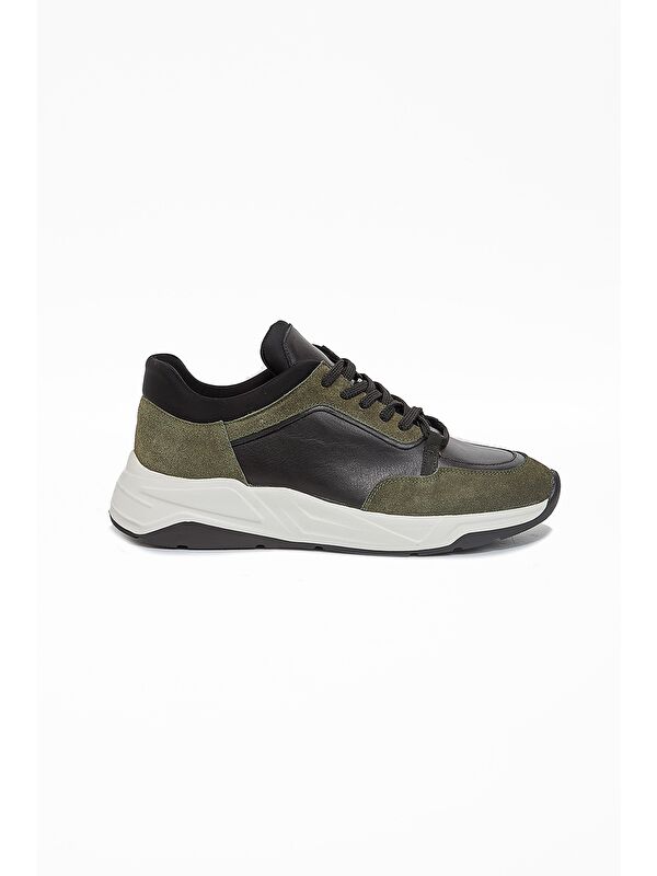 Koyu Haki %100 Deri Analin Bağcıklı Casual Ayakkabı 1033240162 - Görsel 2